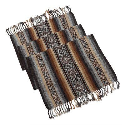 Mountain Range,'Earth Tone Alpaca-Blend Table Runner'