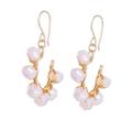 'Polymer-Coated Dangle Earrings with Pink Crystal Beads'