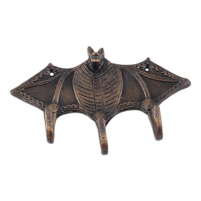 Glorious Bat,'Bat-Shaped Copper-Plated Brass Key Rack from India'