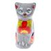 'Hand-Painted Hacienda Cat-Themed Ceramic Sculpture in Grey'