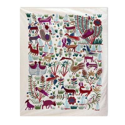 Jungle Frolic,'Animal Themed Twin Bedspread Hand Woven in India'