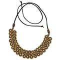 Winding Path,'Golden Grass Statement Necklace with Adjustable Cord'