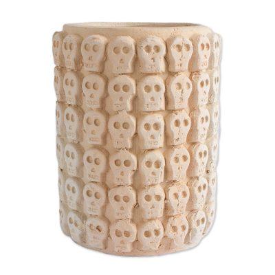 Rows of Skulls,'Skull Pattern Ceramic Flower Pot from Mexico'