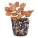 Orange Leaves,'Calcite and Multi-Gemstone Tree Sculpture from Brazil'