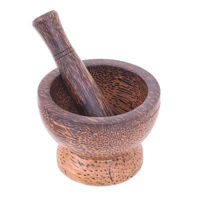 Natural Strength,'Palmyra Palm Wood Mortar and Pestle from Thailand'