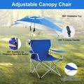 Camping Foldable Chair iMounTEK Heavy Duty Support 220.5 LBS Steel Frame Adjustable Arm Collapsible Beach Chair with Cup Holder Detachable Umbrella Carry Bag for Camping Poolside Lawn Sports Blue