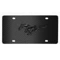iPick Image for Ford Mustang 3D Black Pony Logo on Black Carbon Fiber Pattern Stainless Steel License Plate Official Licensed