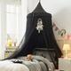 VETHIN Bed Canopy for Girls Kids,Princess Round Dome Children Dreamy Mosquito Net Bedding Girls Room Castle Play Tent Hanging House Decor Reading Nook Canopies (Black/Black)