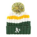 Women's '47 White/Green Oakland Athletics Ashfield Cuffed Knit Hat with Pom