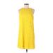 Hope & Harlow Casual Dress - Mini Crew Neck Sleeveless: Yellow Print Dresses - Women's Size 8