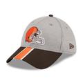 Men's New Era Heather Gray/Brown Cleveland Browns Striped 39THIRTY Flex Hat