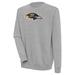 Men's Antigua Heather Gray Baltimore Ravens Victory Crewneck Pullover Sweatshirt