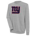 Men's Antigua Heather Gray New York Giants Victory Crewneck Pullover Sweatshirt