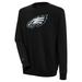 Men's Antigua Black Philadelphia Eagles Victory Crewneck Pullover Sweatshirt