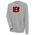 Men's Antigua Heather Gray Cincinnati Bengals Victory Crewneck Pullover Sweatshirt