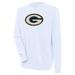 Men's Antigua White Green Bay Packers Victory Crewneck Pullover Sweatshirt