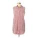 Duffield Lane Casual Dress - Shirtdress Collared Sleeveless: Pink Dresses - Women's Size Large