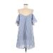 Shein Casual Dress - Shift V Neck 3/4 sleeves: Blue Print Dresses - Women's Size 8