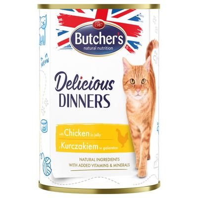 48x 400g Butcher's Delicious Dinners Katze mit Huhn Nassfutter
