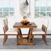 Farmhouse 5-piece Dining Set with 59-inch Rectangular Dining Table and Linen Upholstered Dining Chairs for Dining Room