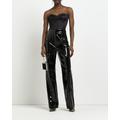 River Island Womens Black Faux Leather Straight Trousers
