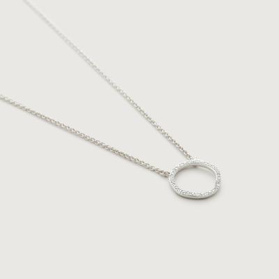 Sterling Silver Riva Circle Diamond Necklace Adjustable 46cm/18' Diamond
