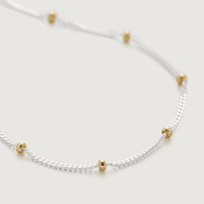 Sterling Silver Mixed Metal Beaded Choker Necklace 38cm-43cm/15-17'