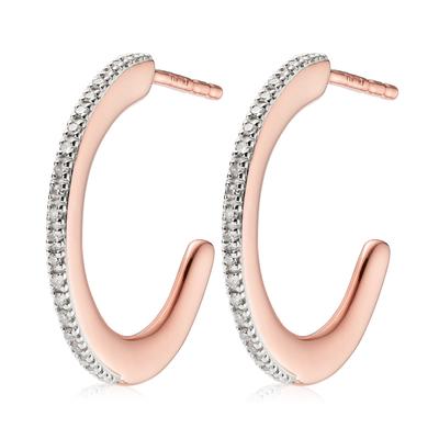Rose Gold Fiji Skinny Hoop Diamond Earrings Diamond