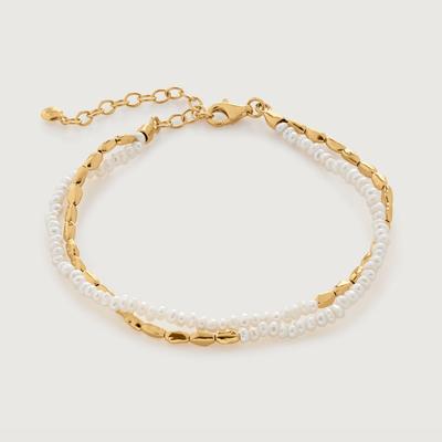 Gold Mini Nugget Pearl Beaded Bracelet Pearl