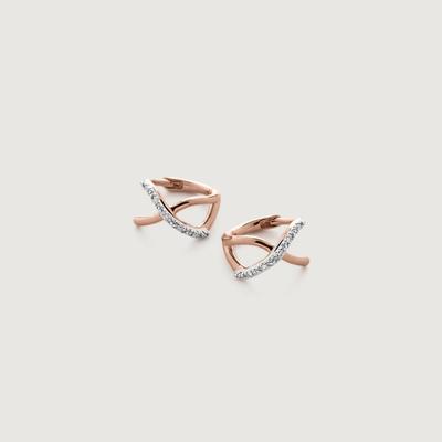 Rose Gold Riva Crossover Diamond Mini Huggie Earrings Diamond