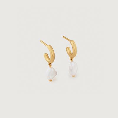 Gold Nura Keshi Pearl Huggie Earrings Pearl