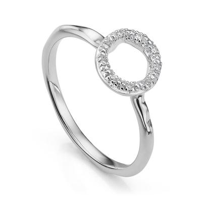 Sterling Silver Riva Mini Circle Stacking Ring Diamond