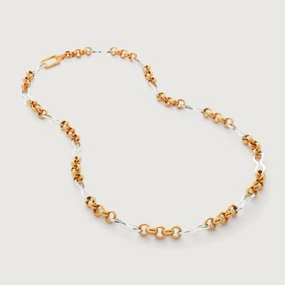 Gold Heritage Link Mixed Metal Necklace adjustable 50cm/20'