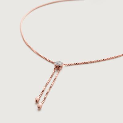 Rose Gold Fiji Button Diamond Lariat Necklace Adjustable 61cm/24' Diamond