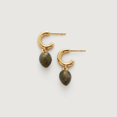 Gold Fiji Bud Huggie Earrings Labradorite