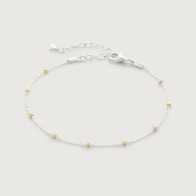 Sterling Silver Mixed Metal Beaded Chain Bracelet