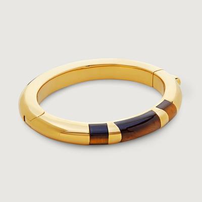 Gold Kate Young Gemstone Striped Bangle Tigers Eye