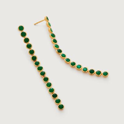 Gold Kate Young Gemstone Cocktail Earrings Green Onyx