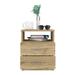 Wood 2 Drawer Bedside Table Side Table Storage Cabinet with Open Storage Shelf for Bedroom Living Room