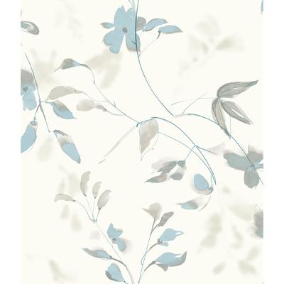 Candice Olson Spa Blue Linden Flower Peel and Stick Wallpaper