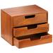 Drawer Type Desk Organizer 3-tiered Sundries Storage Box Wooden Small Drawer for Jewelry Trinket Stationery