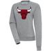 Women's Antigua Heather Gray Chicago Bulls Victory Crewneck Pullover Sweatshirt