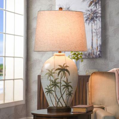 Patina Palms Table Lamp Off White , Off White