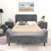 Everly Quinn 4-Pieces Bedroom Sets Queen Size Upholstered Platform Bed w/ Two Nightstands & Storage Bench in Brown/Gray | Wayfair