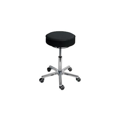 PROREGAL Antistatischer Drehhocker Indianapolis, ESD-Sitz, Sitzhöhe 52-70cm, Tragfähigkeit 110kg, Kunstleder-Sitz, Aluminium-Fußkreuz, Rollen, Schwarz Image