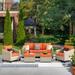 Red Barrel Studio® Kyrsha 6 - Person Outdoor Seating Group w/ Cushions in Orange | 28.74 H x 76.37 W x 28.74 D in | Wayfair