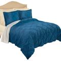 Union Rustic Kelby 3-Piece Velvet Diamond Pintuck Texture Comforter Set Polyester/Polyfill/Microfiber in Blue | Wayfair