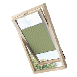 KS Handel 24 Dachfensterplissee Faltrollo Thermo verdunkelnd passend für Fakro 134x140 Dunkelgrün Image