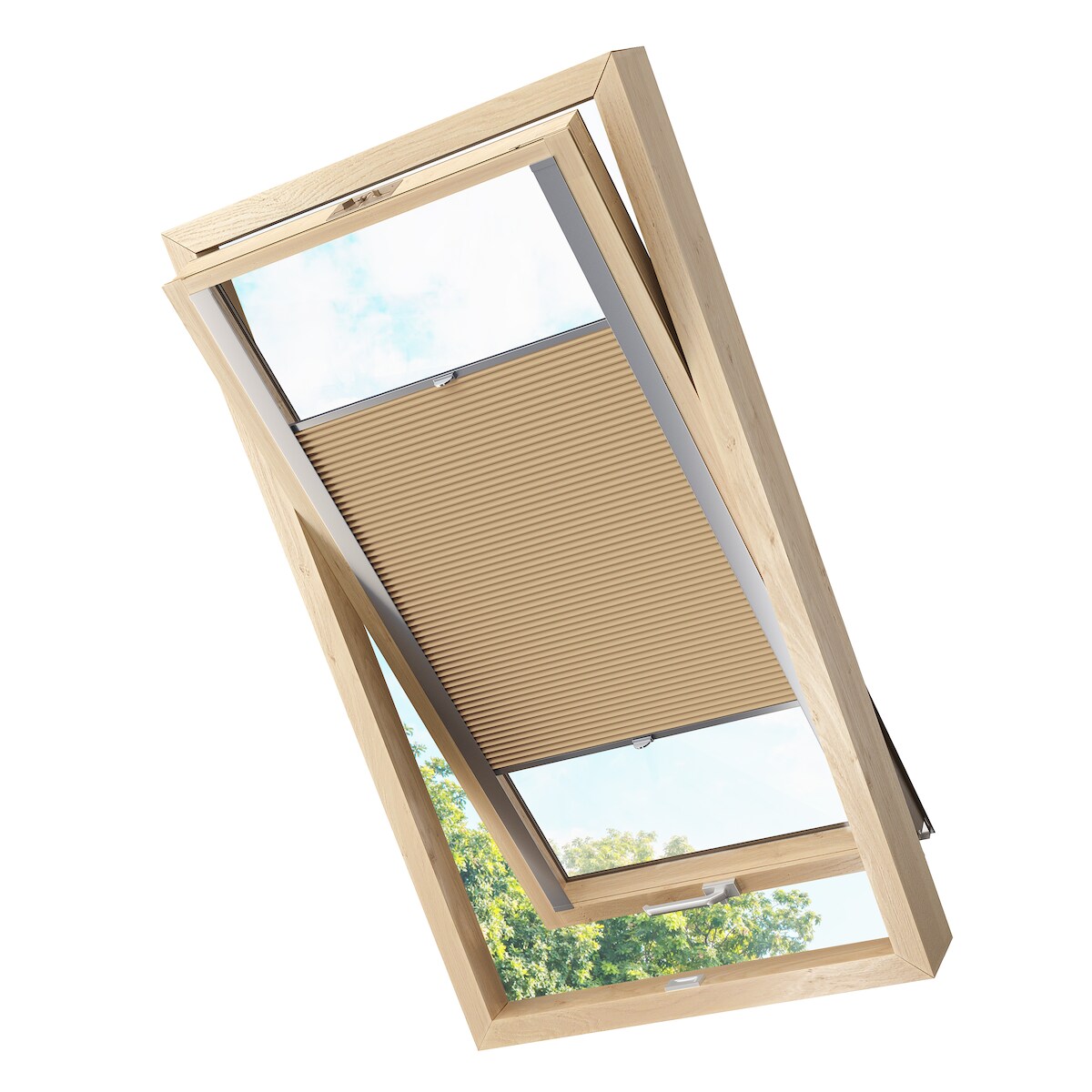 KS Handel 24 Dachfensterplissee Faltrollo Thermo verdunkelnd passend für Fakro 134x140 Cappuccino Image