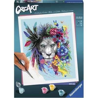 Malen nach Zahlen RAVENSBURGER "CreArt, Boho Lion", bunt, Malvorlagen, KinderB:24cm H:30cm, Made in Europe, B:24cm H:30cm